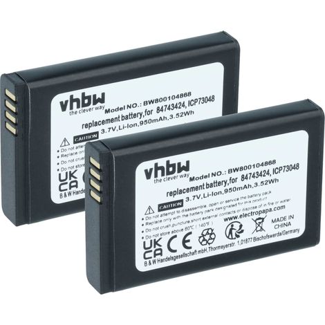 vhbw 2x Akku kompatibel mit Polycom Kirk 4080, 5040, 5020 schnurlos Festnetz Telefon (950 mAh, 3,7 V, Li-Ion) (1/5)