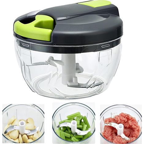 Manueller Fleischwolf aus Edelstahl, geeignet für Salate, manueller Zerkleinerer, Zwiebelschneider, Mini-Multifunktionszerkleinerer, manueller Zwiebelschneider für Tomatensoße, Gemüse, Obst, Fleisch, (1/5)