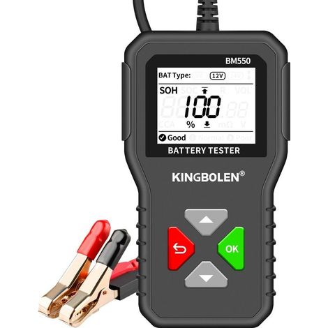 BM550 Testeur de Batterie AUTO 6V 12V 24V, 100-2000 CCA 2-200Ah Testeur d’alternateur automobile Analyseur de batterie numérique pour Voiture/Camion/Moto/ATV/SUV/Bateau/Yacht (1/5)