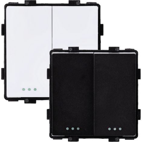 IluminaShop - Interruptor Pulsador Empotrable Doble Negro Serie Modern (1/4)