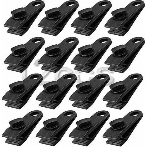 12-teiliges Planenclip-Set, robuste Planenclips für Schnellmarkisen, Zelte, Planen, Wohnwagen, Gartensonnenschutz, Schwarz (12)