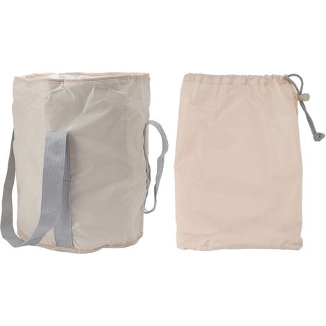 Bac à pieds pliable en polyester double couche, seau de camping pliable avec sac de rangement pour activités de plein air, beige (1/5)