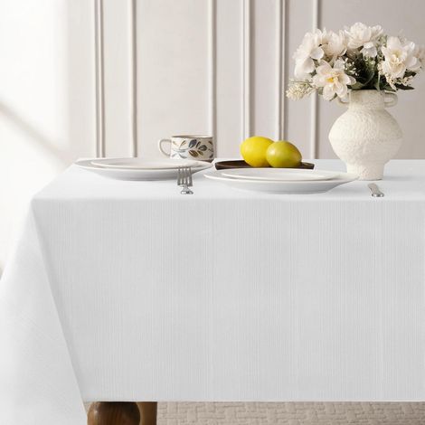 Nappe 100x100 cm lavable aspect lin blanc carrée imperméable
