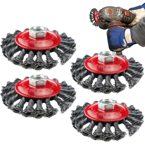 Roue métallique pour meuleuse d'angle, meuleuse d'angle, brosse métallique pour meuleuse d'angle Roue en fil solide pour meuleuse, brosse (1/5)