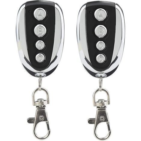 Set of 2 universal remote controls for garage doors and gates, 433.9 MHz with four channels - Ideal replacement