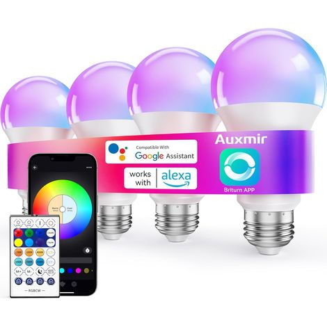 Ampoule Connectée WiFi, Ampoule LED Intelligente E27 Multicolore 2700K-6500K 10W 800LM, Compatible Home, 16 Millions Couleurs Dimmable, Commande Vocale (1/5)