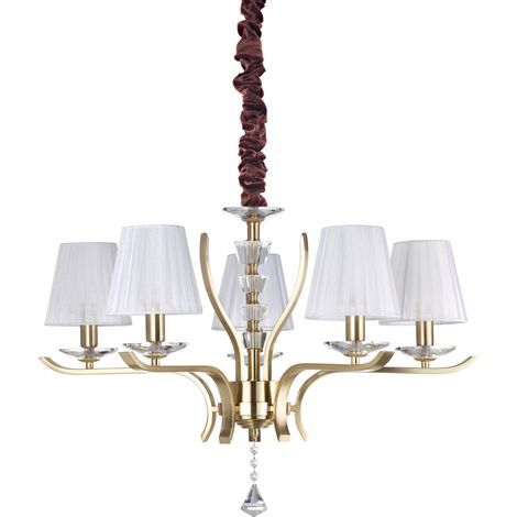 Lampadario Classico Pegaso Metallo Ottone 5 Luci E14 (1/2)