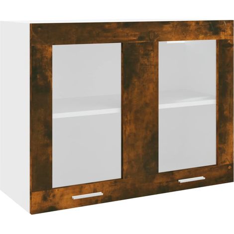Maison Exclusive - Vitrina colgante "Lyon" de roble ahumado, 80x3