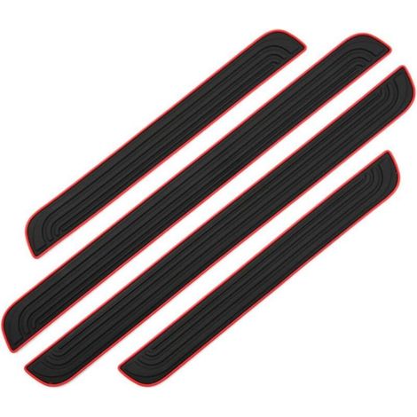 Barres de Seuil de Porte Voiture 4PCS Plaque de Seuil Protecteurs Autocollant Voiture Film Adhésif pour Protection Seuil Porte Garde-Plaque de Seuil de Porte Voiture en Caoutchouc Souple PVC(Noir) (1/5)