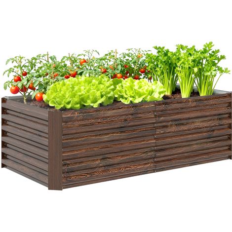 Huerto elevado para verduras con base abierta y bordes redondeados, 180x90x57,5 cm, marrón oscuro. (1/5)