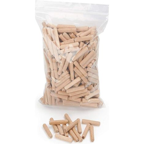 400 pcs de cheville en bois 8 mm x 40 mm - goujon bois de hêtre massif idéal pour fraise à bois - convient pour gabarit de percage/guide de percage (1/5)