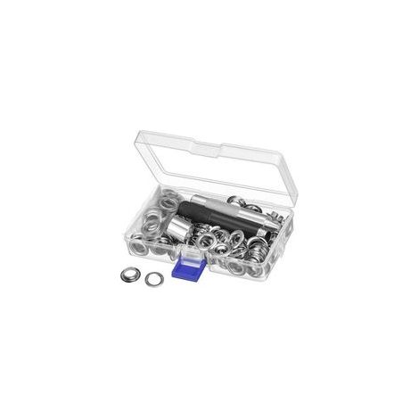 Kit d'Œillets Métalliques 12 mm - JINFGERNE - 100 Pièces avec Perforatrice pour Réparation de Bâches, Tentes et Textiles