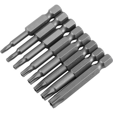 8 pièces embouts de vissage sécurisés magnétiques en acier, longueur 50mm, tige hexagonale 1/4", gamme T8 à T40 (1/5)