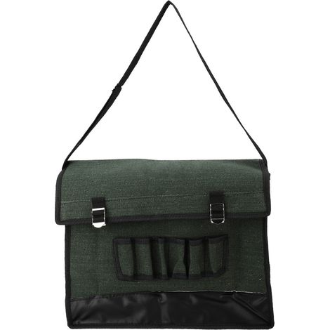 Sacoche mono épaule en toile Oxford pour électricien, rangement d'outils de réparation, gris, 14 poches, robuste et légère (1/5)