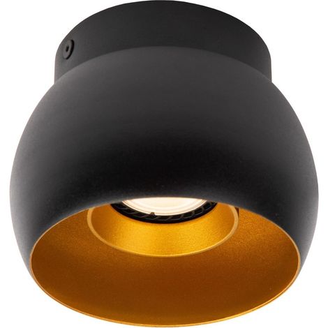 Spot plafond rond noir intérieur or GU10 50W Torben (1/2)