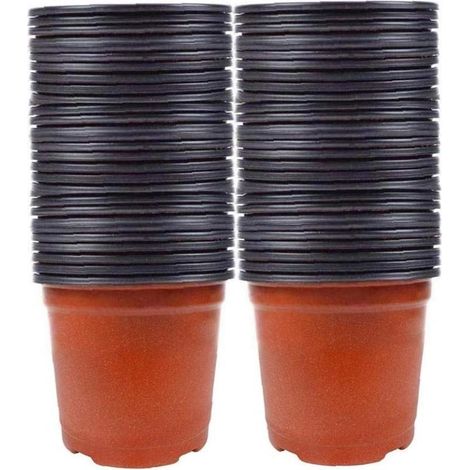 Lot de 100 pots de semis en plastique 8x10cm Drainage optimal Lavables et réutilisables Pour boutures et semis (1/5)