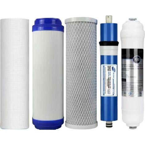 Lot de 4 filtres à eau à membrane RO universels à 5 étapes, 100 GPD (1/5)