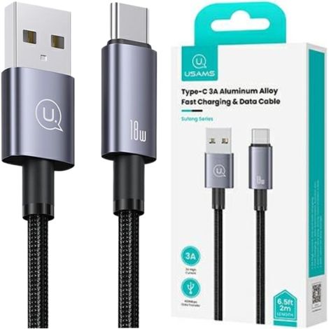 USAMS USB-auf-USB-C-Kabel 3A 1,2m Schnellladekabel Stahl/Angelaufen SJ663USB01 (US-SJ663) (1/3)