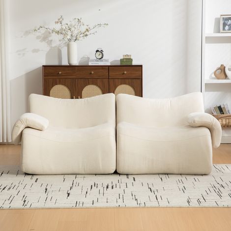 Canapé modulaire compressible en chenille,mousse 30D haute résilience,facile à déplacer,sol antidérapant,idéal pour salon,beige.(GO)