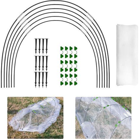 (2.5x6m)Arches de tunnel pour plantes, cadres de plantation, cerceaux de jardin avec revêtement en plastique, cerceaux de support en tissu pour piquet de jardin (1/5)