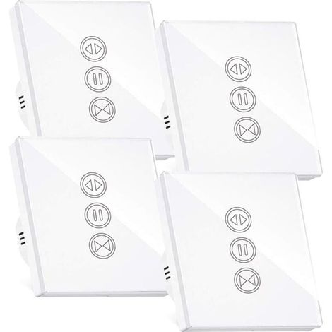 Interrupteur Volet Roulant Connecté, Interrupteur Volet Roulant Wifi,Compatible Avec Alexa/Google Home, Interupteur Connecté Tactile Rétro Éclairage Peut Éteindre Led Timer App Contrôle,4PCS (1/5)