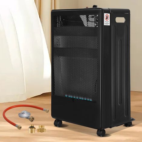 Wolketon Poêle à bouteille de gaz 3800 W, 2 niveaux, brûleur inox, ODS, 5 roulettes, 2 adaptateurs UE (1/5)