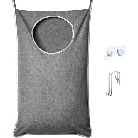 Lifewit Sac a Linge Suspendu sur Porte, Grand Panier a Linge Sale Pliable, Laundry Basket Bag pour Salle de Bain et Chambre, Gris Clair (1/5)