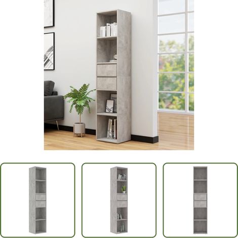 vidaXL Rangement livres - Bibliothèque Gris béton 36x30x171 cm Bois d'ingénierie (1/5)