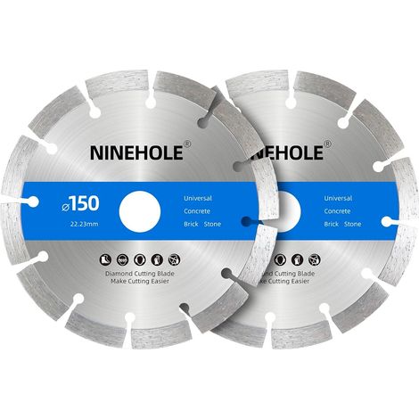 2 - Disque Diamant - Disque À Tronçonner - Coupe Béton Et Brique - Compatible Coupe Humide Et Sèche - Pour Maçon Et Bricoleur - Gris - 150mm x 22,2mm (1/5)