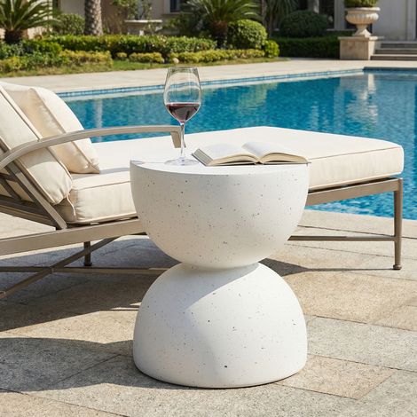 Table appoint extérieur MgO – Léger – Style moderne – Terrazzo blanc – Jardin/Balcon/Piscine (1/5)