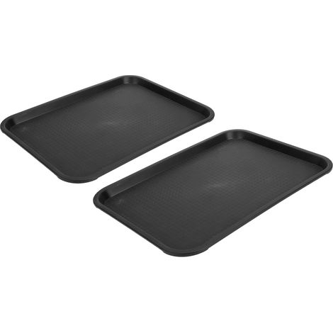 Ensemble de 2 plateaux de service multifonctionnels, épais et antidérapants, pour la restauration rapide chinoise, adaptés aux cantines et restaurants, noirs. (1/5)