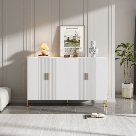 Credenza contenitore 160 x 35 x 100 cm 4 ante bianco e oro DESVIAE (1/5)