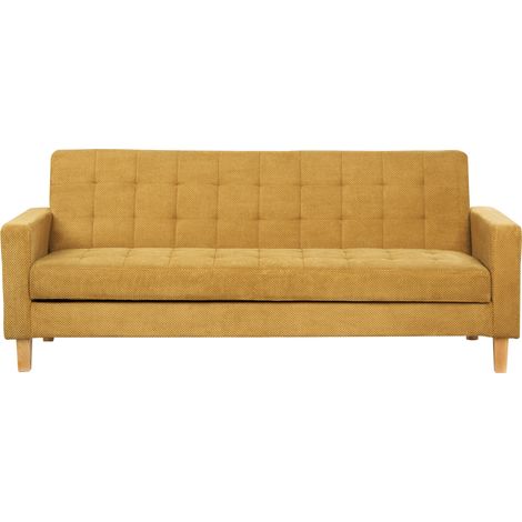 Sofá cama tapizado amarillo 3 plazas acolchado click clack Vehkoo (1/5)
