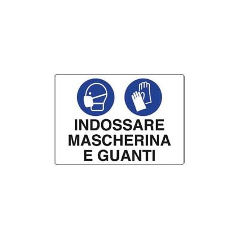 CARTELLO INDOSSARE MASCHERINA E GUANTI- - cm.30x20h. in plastica - 10 pezzi