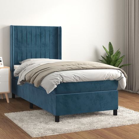 vidaXL Lattenrostbett mit Matratze Dunkelblau 100x200 cm (1/5)