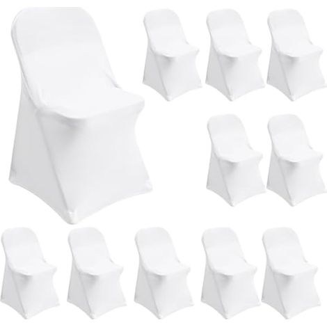 Universel Housse de Chaise Extensible, 10 Pièce Couverture Housses de Chaise Mariage, Housses de Protection Universelle pour Chaises sans Bras, pour Vacances, Banquet, Fête, Célébration (Blanc) (1/5)