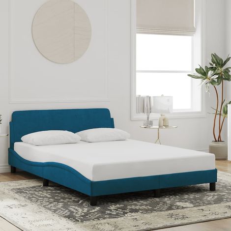 Estructura de cama con cabecero Dover terciopelo azul 120x200 cm vidaXL (1/5)