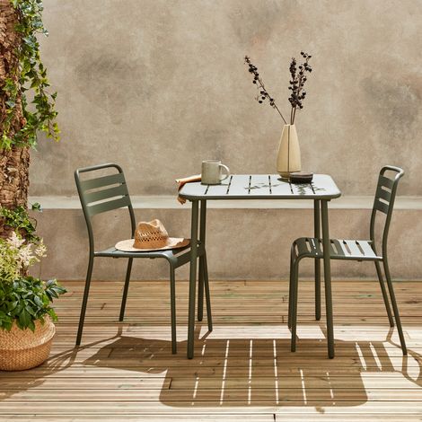 Set tavolo da giardino in acciaio con 2 sedie, 70cm (1/5)