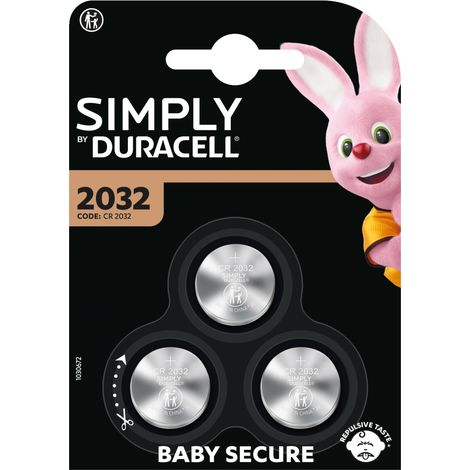 Pack De 3 Piles Rondes Duracell - Simply CR2032 3V