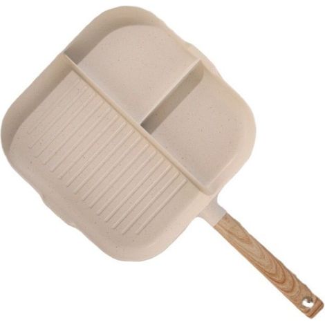 Poêle Grill avec Poignée, Poêle Antiadhésive 3 en 1 en Aluminium Skillet Gril Carrée pour Tous Feux Dont Induction - Blanc (1/4)