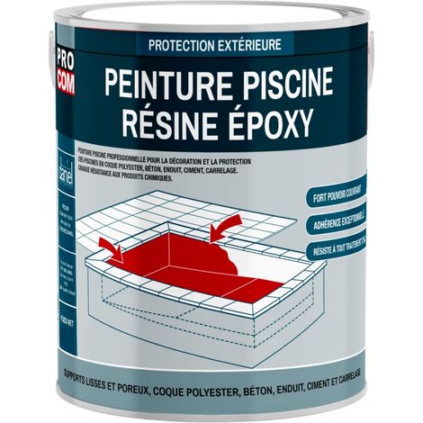 Peinture piscine époxy pour béton, coque polyester, carrelage, grande dureté, haute adhérence et résistance chimique PROCOM 5 Kg