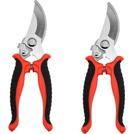 Lot de 2 sécateurs de jardin rouges, outils de coupe manuels pour jardinage (1/4)