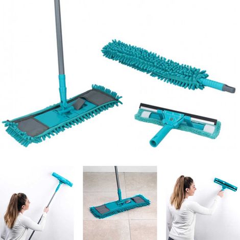 Set Pulizia Casa con Tergicristallo Vetri Mocio Pavimenti e Spolverino Polvere (1/10)