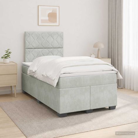 vidaXL Cama box spring con colchón Gris Claro 120 x 200 cm Terciopelo (1/5)