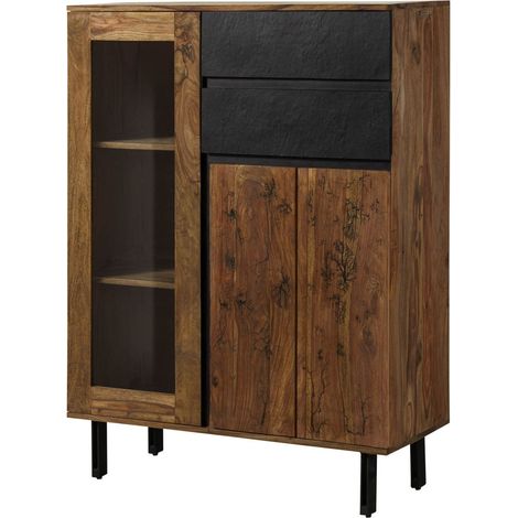 Highboard Sheesham 100x40x135 natur unbehandelt LICHTENBERG 100