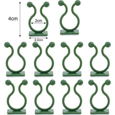 (200 pièces, vert - L) Clips de support invisibles pour plantes grimpantes, orchidées, fleurs, plants de tomates, crochets de fixation muraux auto-adhésifs en plastique pour jardin (1/4)