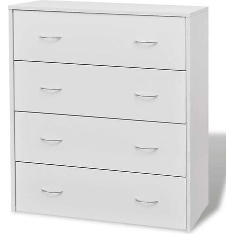 Buffet de Cuisine avec 4 Tiroirs, Meuble Rangement Blanc 60x30.5x71 cm, Desserte de Salle à Manger Compacte pour Organisation et Décoration (1/5)