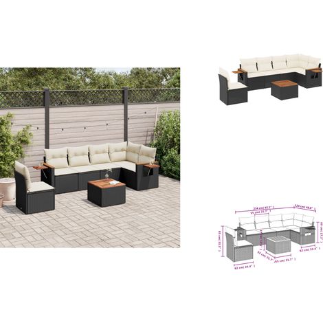 Salon de jardin 7 pcs avec coussins noir résine tressée - Salon De Jardin - Canapé Extérieur - Mobilier De Jardin - Set Salon De Jardin - Résine Tressée