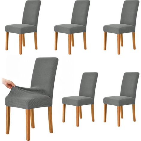 Fundas para sillas de comedor,Paquete de 6,Fundas para sillas,Fundas decorativas para asientos,Largo/Ancho/Alto: 38,48 / 38,48 / 47,58 cm (1/5)