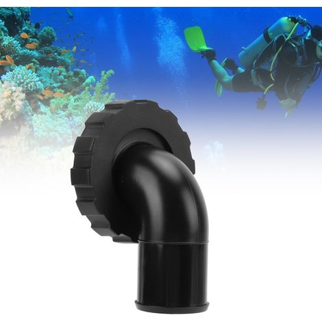 Tuyau de plongée en nylon, raccord coudé pour sports nautiques et activités subaquatiques.